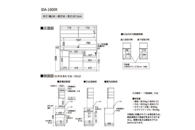 食器棚 カップボード 組立設置 IDA-1600R [No.770]