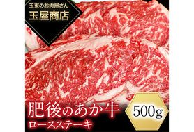 肥後のあか牛 ロースステーキ 500g 玉屋商店 赤牛 あかうし《30日以内に出荷予定（土日祝除く）》---sg_ftamakros_30d_23_23000_500g---