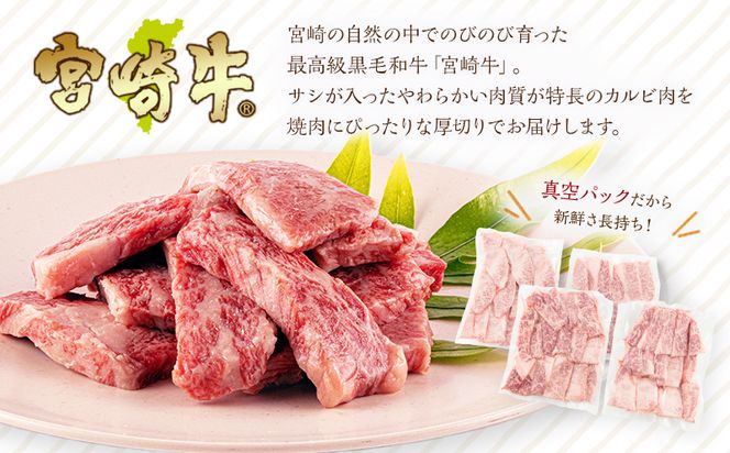 《2025年2月発送》宮崎牛 カルビ(バラ) 焼肉 250g×4パック 合計1kg_M241-006_01-feb