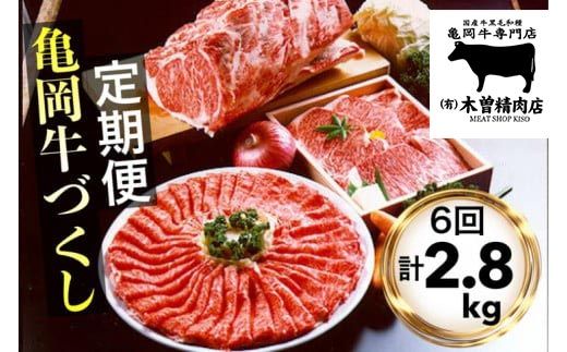[6回定期便]亀岡牛 6ヶ月 お楽しみセット[計2.8kg][亀岡牛専門 木曽精肉店]≪和牛 牛肉≫