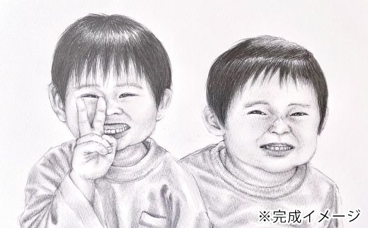 R5-290-2．オーダーメイド手描き似顔絵・額縁付き（モノクロ・2名分）