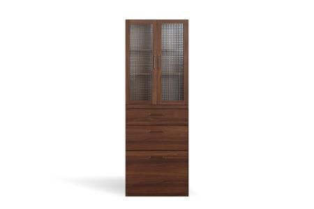 トラクト ガラス扉＋チェスト WN 【食器 キャビネット 家具 国産 組み合わせ 収納家具 完成品】(H060490)