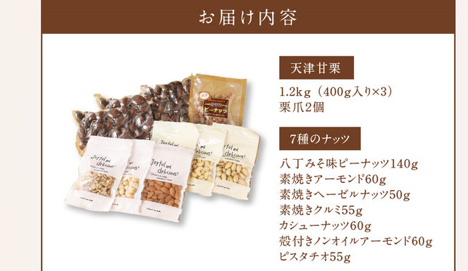 【福箱★2026】【くり返し福来る！】天津甘栗1.2kg＆しあわせ運ぶ7種のナッツ七福神セット H045-065