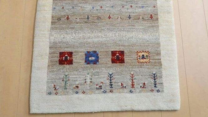 【限定1品】ギャッベ ルリバフ 200×81cm 手織り 最高級 天然 ウール100% 草木染 リビングサイズ おしゃれ かわいい モダン 北欧 ラグ 絨毯 マット (HR-11093） ラグマット カーペット ギャベ 床暖房対応 ホットカーペット対応 [BP223-NT]