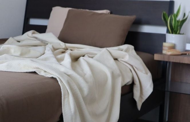 G1939 【tissu de coton/ダブルガーゼ】泉州南部織 シングルフラットシーツ 1枚（ブラウン）