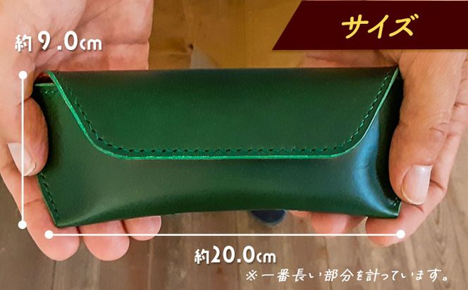 メガネケース 革 手作り ハンドメイド イタリア ブッテーロレザー ブルガノレザー  《45日以内に出荷予定(土日祝除く)》ゆる絵 １点もの イトモノカラフル キャメル---C-51_ca---