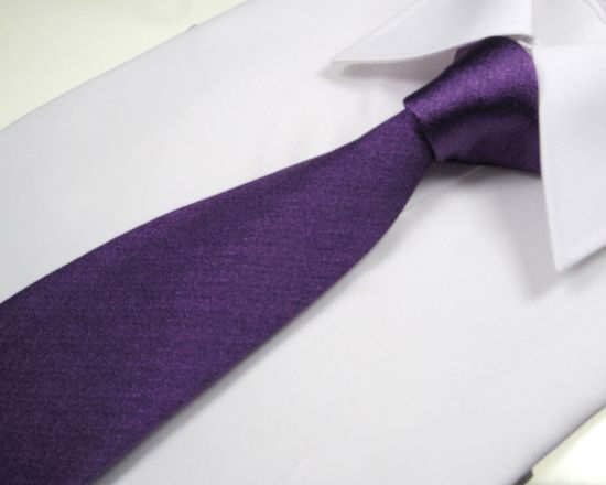 郡内織物「富士桜工房」シルクネクタイ『燻』梨地無地 すみれ色 FAA1043