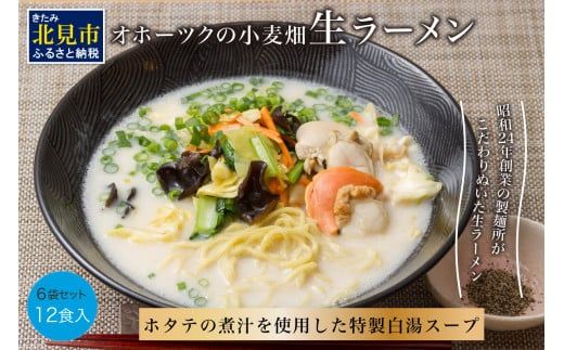 《14営業日以内に発送》津村製麺所 オホーツクの小麦畑 生ラーメン 12食入 ほたて白湯味 ( ラーメン 帆立 ほたて 12食 セット 詰合せ )【003-0016】