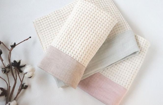 G1961 【オーガニック100％】泉州南部織 cherirワッフルバスタオル3枚セット