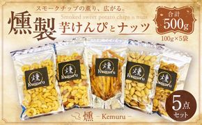 燻製ナッツと燻製芋けんぴの5点セット 無塩ミックスナッツ 有塩ミックスナッツ 有塩カシューナッツ 有塩ピスタチオ 燻製芋けんぴ 芋けんぴ 燻製