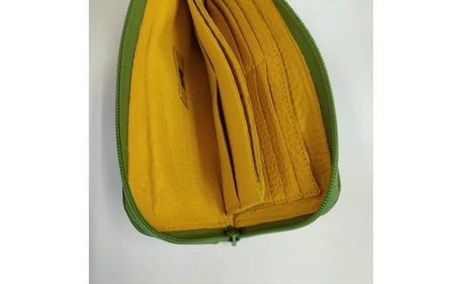 「鞄工房　香」ポピー柄ファスナー財布グリーン FAA3016