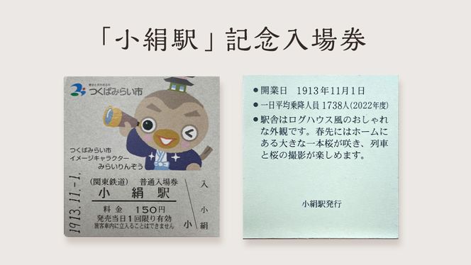 「 小絹駅 」 記念入場券 ・ カットレール セット 鉄道 関東鉄道 常総線 小絹駅 鉄道ファン つくばみらい市 みらいりんぞう ふるさと納税限定 [EE01-NT]