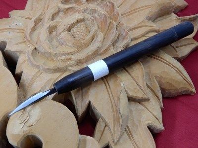 A-227 鍛造ミニ生反り刃物　黒樫柄付