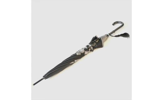 槙田商店【晴雨兼用】長傘 ”絵おり” 百合：黒 FAA5075