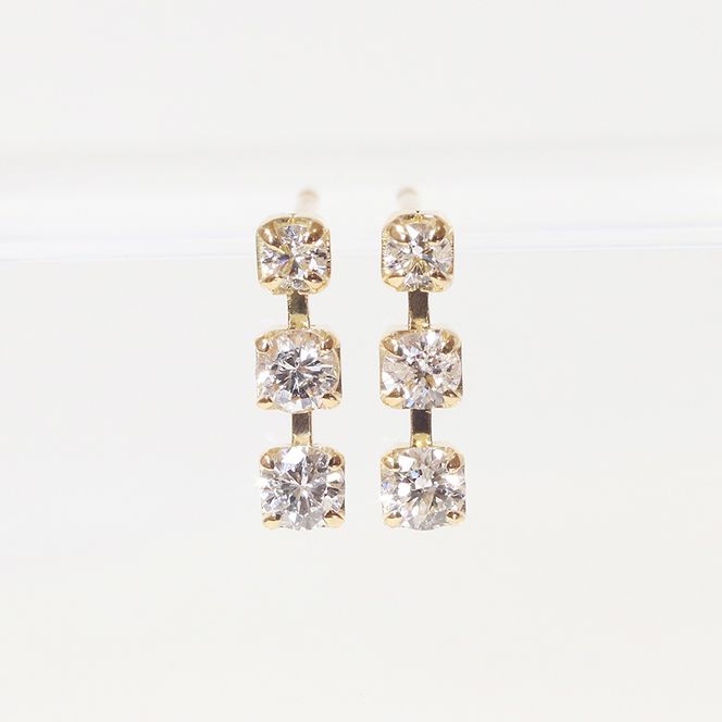 K18　0.20ct　グラデーションラインピアス　BQ-45