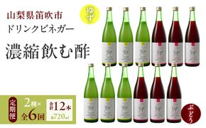 【満点☆青空レストランで紹介されました！】【6回定期便】ドリンクビネガー（ゆず・ぶどう 720ml）6本セット ※ゆず×1本、ぶどう×1本を6回お届け 182-020