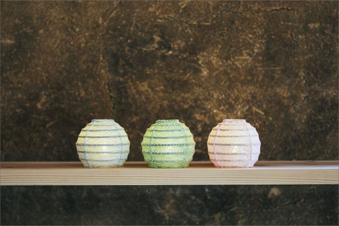 【小嶋庵　京提灯】ちび丸提灯×3個セット・Sサイズ(卓上丸型・直径9cm程度)　KJ00003