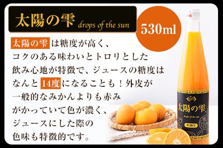 『菅本果実園』こだわりの手搾りみかんジュースセット 太陽の雫530ml×1本 早生の極み530ml×1本《11月下旬‐4月末頃出荷》  熊本県玉名郡玉東町---sg_mikanju_cf114_24_18500_2i---