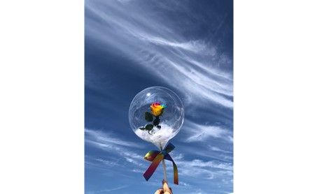 レインボーローズ入りシャボン玉バルーン（奇跡） SWAF017