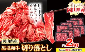 牛肉 黒毛和牛 切り落とし 2kg《30日以内に出荷予定(土日祝除く)》 岡山県 浅口市 牛 牛肉 和牛 牛丼 カレー 小分け 小分けパック 250g 送料無料 ---124_f657_30d_24_21000_20---