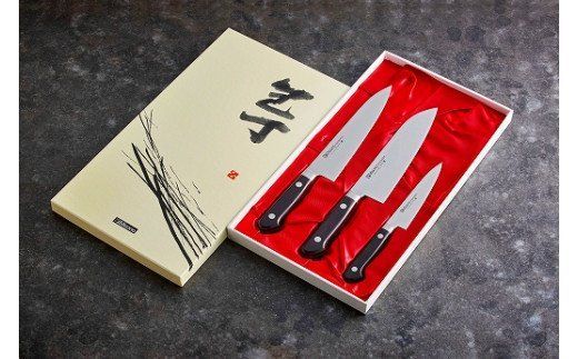 H120-06 Misono モリブデン鋼 3本セット （三徳包丁・牛刀包丁・ペティナイフ）