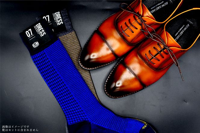 OLENO DRESS SOCKS 「NOBLE ソックス」 2足セット 24～26cm  オリジナルバック付（千鳥格子/ブラウン 千鳥格子/ブルー）//ビジネス スーツ オフィス おしゃれ コンサバ 洗練 紳士 メンズ 靴下くつした 広陵町
