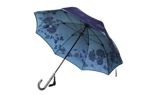 槙田商店【晴雨兼用】長傘 ”絵おり” 薔薇と葡萄 紺 FAA5073