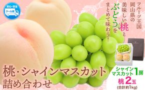 【2026年先行予約】桃・シャインマスカット詰め合わせ 約1kg クール便 冷蔵便 桃 もも 葡萄 ブドウ ぶどうシャインマスカット マスカット フルーツ セット 先行予約 晴れの国おかやま館 《2026年8月下旬‐9月中旬頃出荷》 フルーツ 果物 果実 岡山県 笠岡市---H-23---