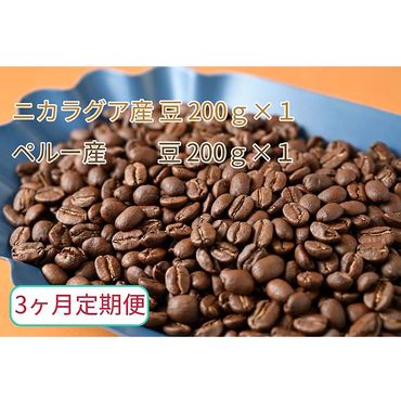 C-23【3ヶ月定期便】カフェ・フランドル厳選　コーヒー豆　ニカラグア産(200g×1)ペルー産(200g×1)