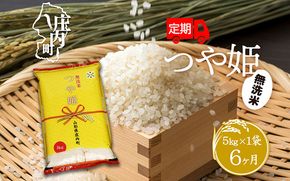 ＜12月下旬発送＞庄内米6か月定期便！つや姫無洗米5kg（入金期限：2024.11.25）