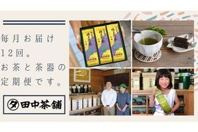 【毎月お届け12回】特上煎茶八重100g2本と季節の茶100g1本(急須付き) 【定期便 九州 お茶 緑茶 急須 フィルターインボトル 定期便】(H047113)