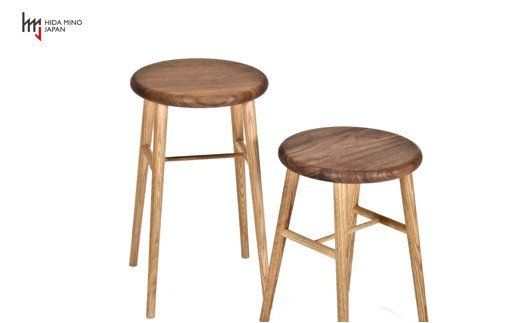 D77-01 スツール/サイドテーブル【オーク材+ウォルナット材】JCW73024X ONO+W