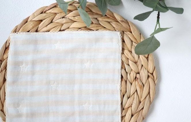 G1911 【eclat bebe】泉州南部織 4重ガーゼ スタイ＆miniハンカチ《22AW/Gy》＜スピード発送＞