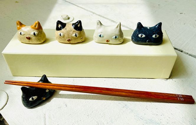 猫頭の箸置き　５個セット【716】_HA0982