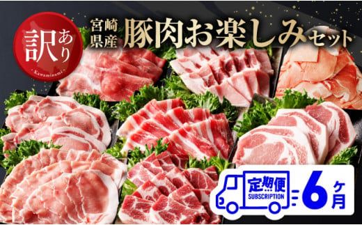 [訳あり定期便]宮崎県産豚肉 お楽しみセット6ヶ月定期便[ ロース とんかつ 豚バラ しゃぶしゃぶ 生姜焼き 小間切れ 豚 肉 豚肉 ミヤチク 全6回 ][D00638t6]