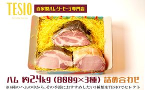 自家製ハム・ソーセージ専門店「TESIO」ハム 約2.4kg（800g×3種）詰め合わせ