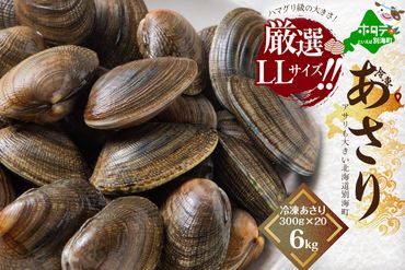 北海道　道東産 アサリ中 6kg (冷凍)　約 300g ×20 袋