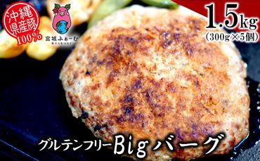 沖縄県産豚肉100％　グルテンフリー「Bigバーグ」1.5kg（300g×5個）