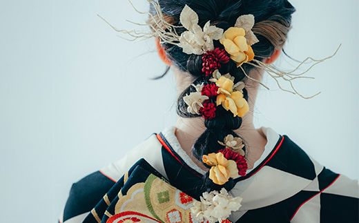 布花アクセサリー】パンジーと赤ツメ草のヘッドアクセサリーset