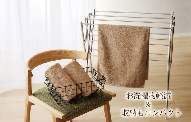 G2445 【スピード発送】ホテルスタイル ミニバスタオル ６枚 モカ 40×100cm 【泉州タオル 国産 吸水 普段使い シンプル 日用品】