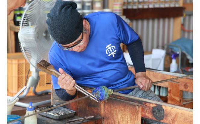 【ガラス工房雫】深海ロックグラス　エメラルド・紫2個セット