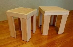 木の香アート『まどころ』 桧の多用途二連スツール