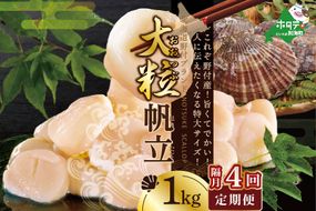 【隔月4回定期便】★NET【新物】北海道野付産冷凍ホタテ貝柱大粒（2Sサイズ）ホタテ1ｋｇ【NKB04NET1】