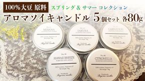 100%大豆が原料! アロマ ソイキャンドル ～スプリング & サマー コレクション 5個 セット 【Bayview candles】キャンドル ソイ ワックス フレグランス  贈り物 プレゼント キャンプ [BA010ya]