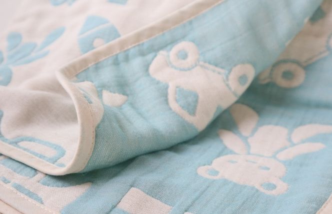 G1927 【babybear】泉州南部織 6重ガーゼハーフケット（ブルー）