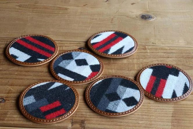 本革レザーコースターｘPENDLETON　【RioRancho Black】2個セット  Z104VC05