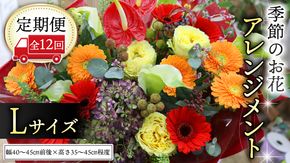 【 定期便 12ヶ月 】 毎月届く 季節の アレンジメント Lサイズ 花 生花 1年間 おうち時間 定期便 [CT061ci]