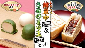もち入り館最中8個詰 きぬのまゆ玉24個詰（絹白・抹茶各12個） [AO007ci]