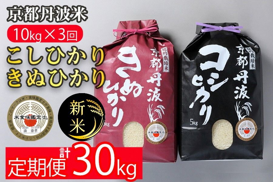 [定期便]令和6年産 新米 訳あり 京都丹波米10kg(こしひかり5kg・きぬひかり5kg)×3回 計30kg◆ 3ヶ月 白米 3回定期便 コシヒカリ・キヌヒカリ 各5kg 米 ※精米したてをお届け ※北海道・沖縄・離島への配送不可 ※2024年10月上旬以降順次発送予定