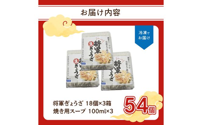 【A02032】豚骨スープで焼く 餃子専門店の餃子 将軍餃子54個